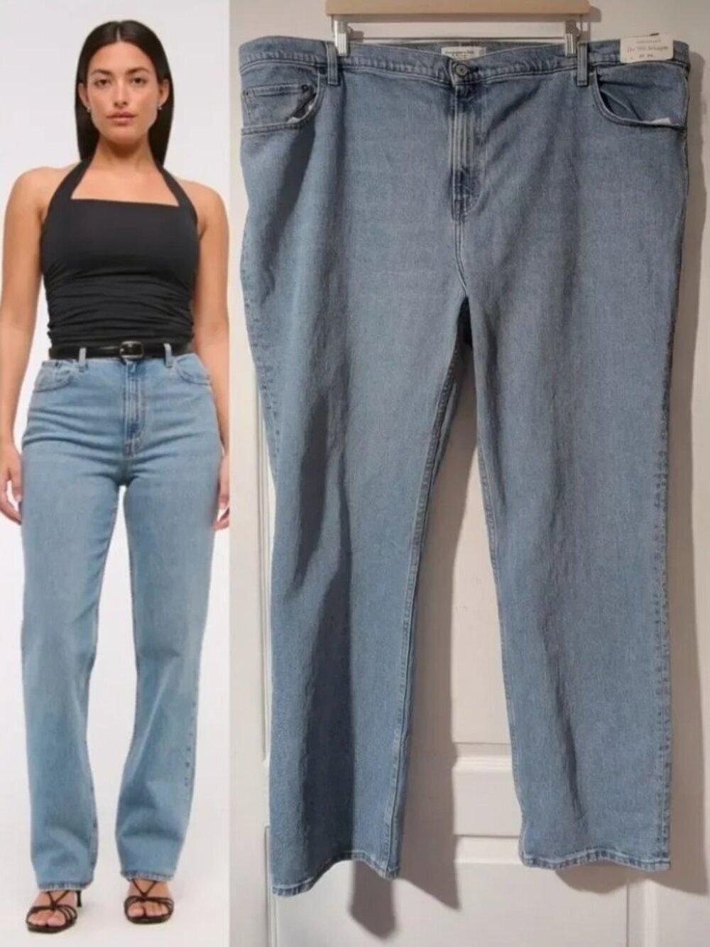 Abercrombie & Fitch | Ultra High Rise 90s Straight Jean In Medium Blue (37/24-L)